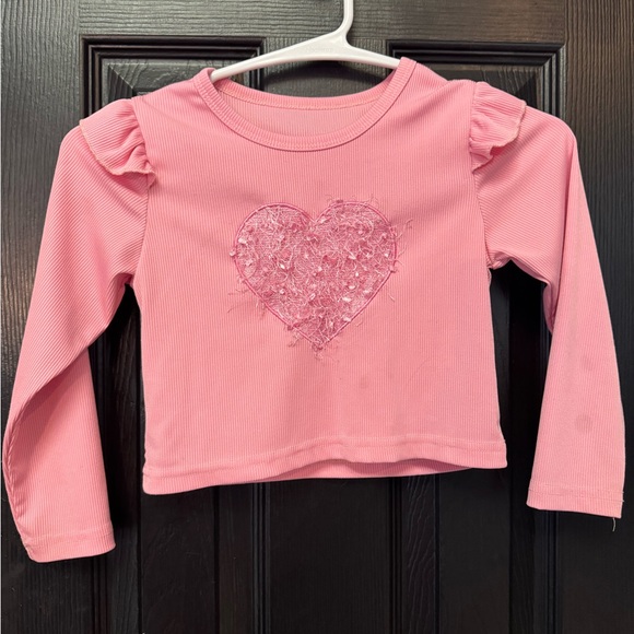 Pink Ruffled Heart Kids Top - Picture 3 of 5